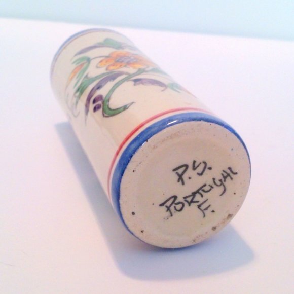 Hand Painted Floral Design Portugese Pottery Bud Vase Portugal - Picture 3 of 3